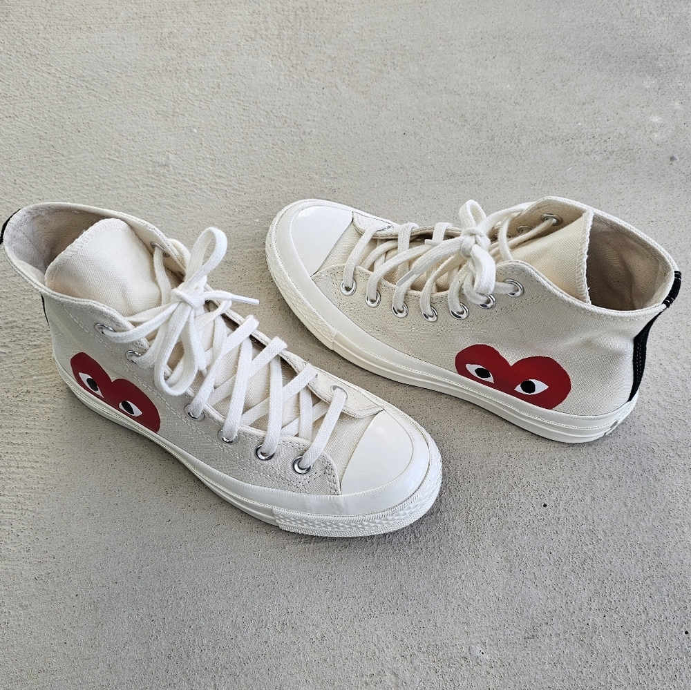 Comme des Garcons PLAY Cream Red Sneakers - Picture 15 of 16
